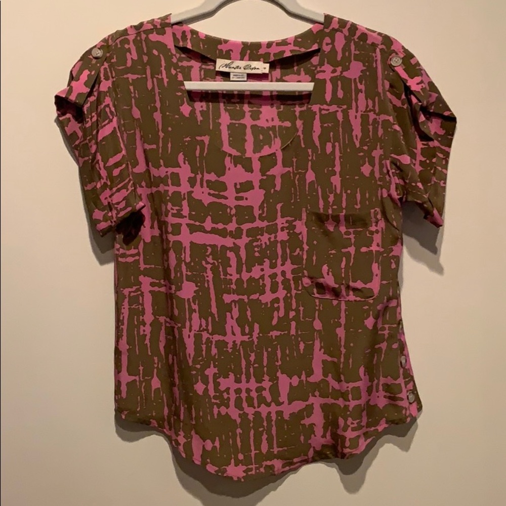 Hunter Bell silk blouse with side button detail